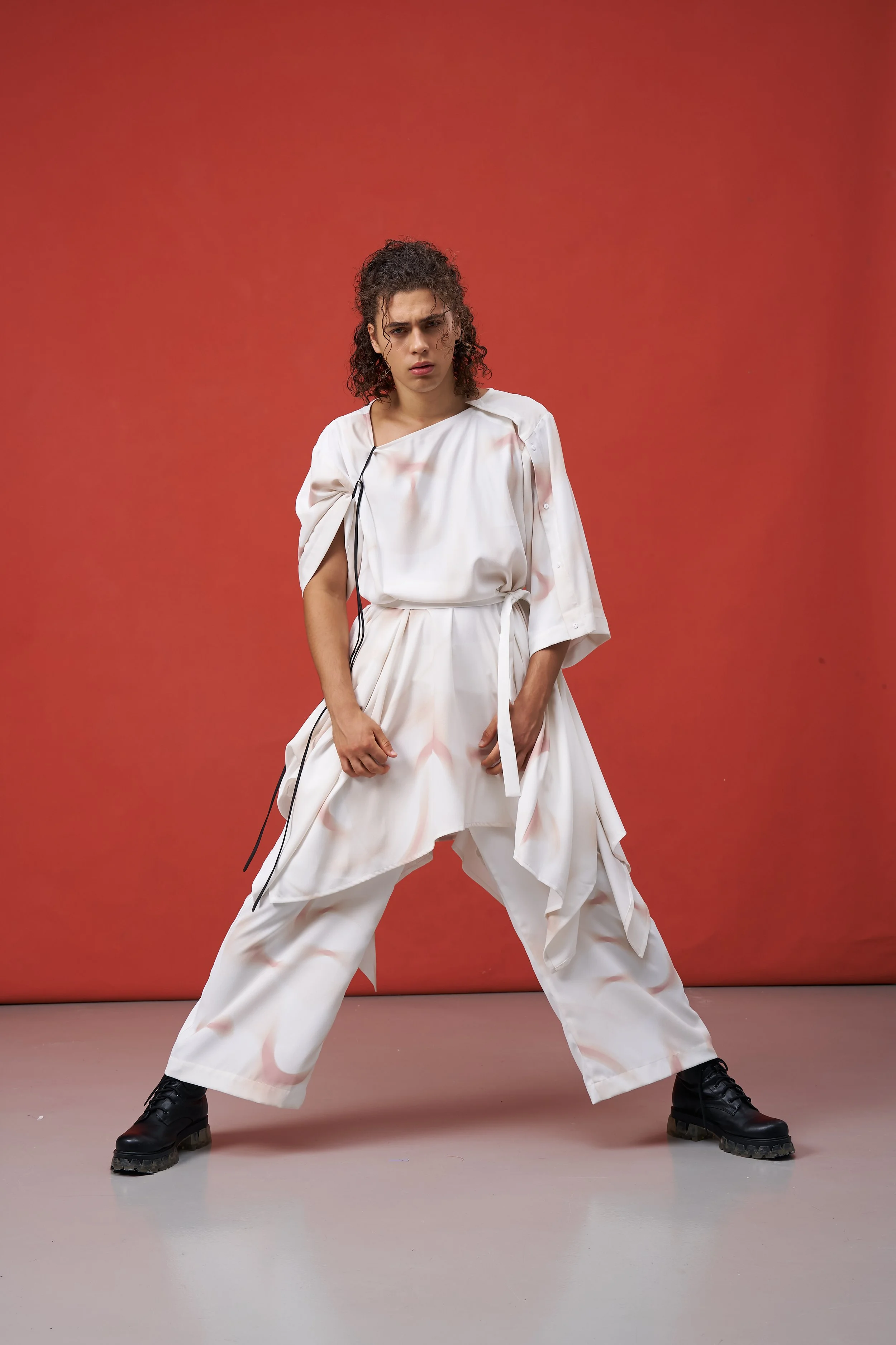 INF MRI Rendered White Printed Asymmetric Dress — INF - Garment